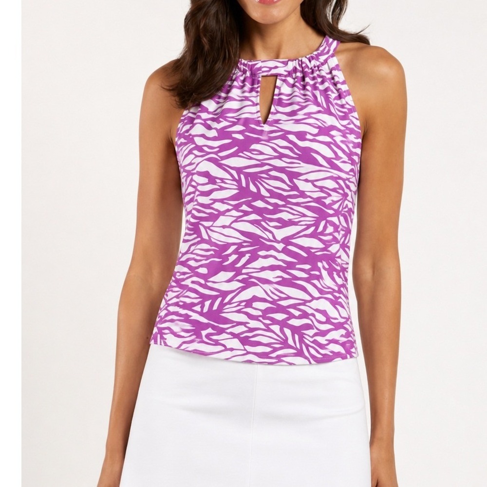 Jude Connally Claire Halter Top S Sleeveless Jude Cloth Stretch Knit Zebra Print